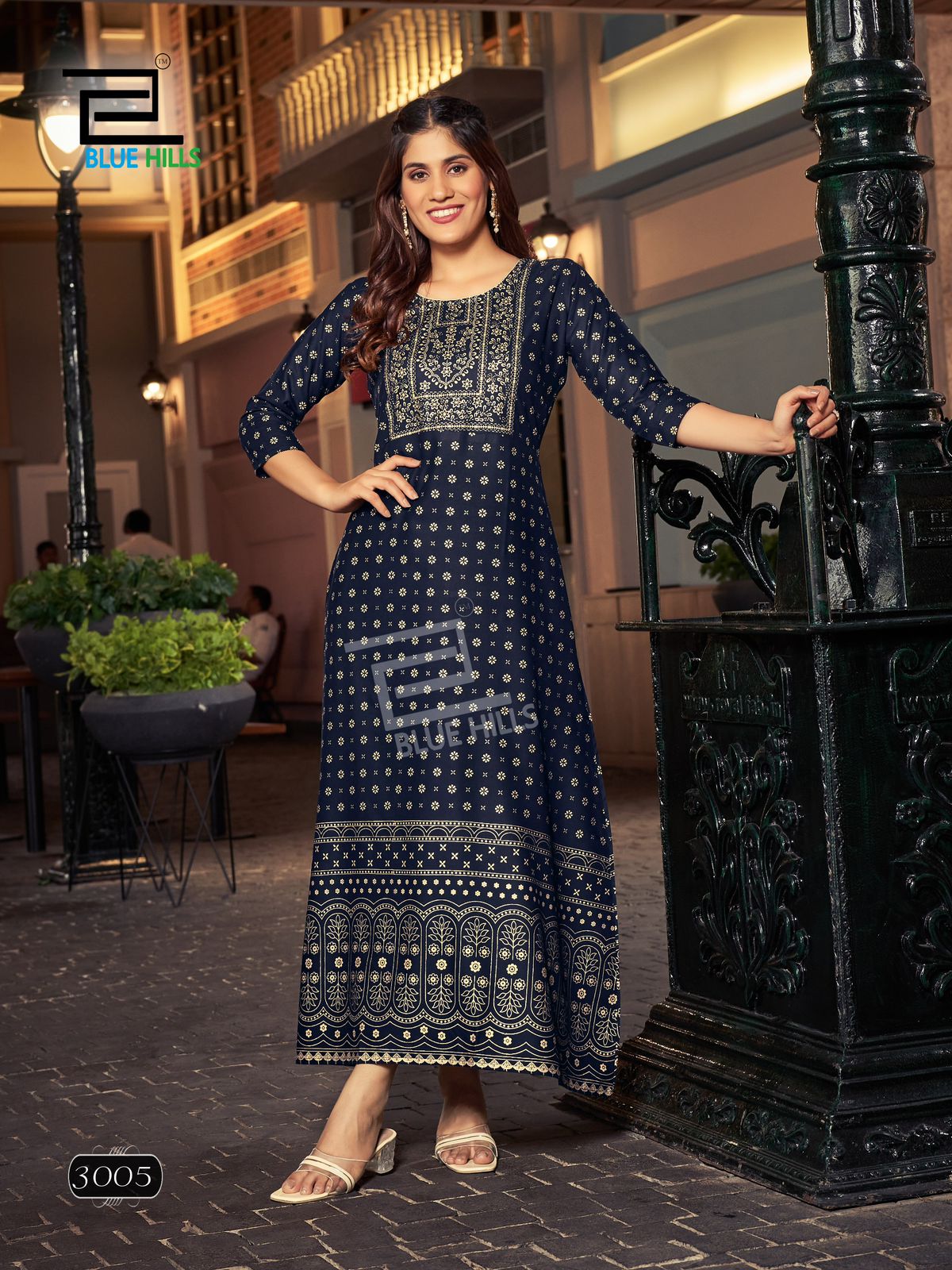 Reels Vol 3 By Blue Hills Foil Printed Rayon Long Plus Size Kurtis Wholesale Shop In Surat